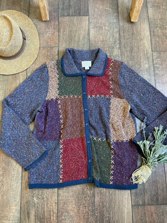 Vintage Quilt Cardigan, European Folk Cardigan, V… - image 2