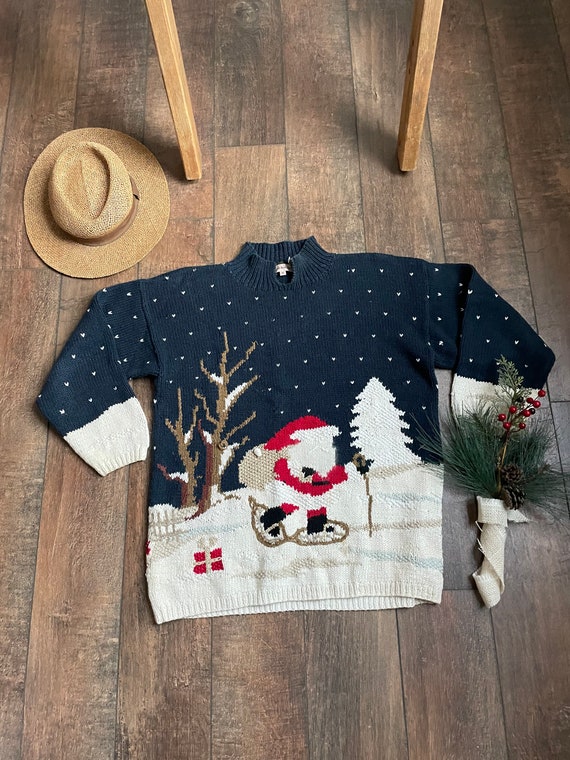 90s SnowShoe Santa Christmas Sweater, 90s Christma