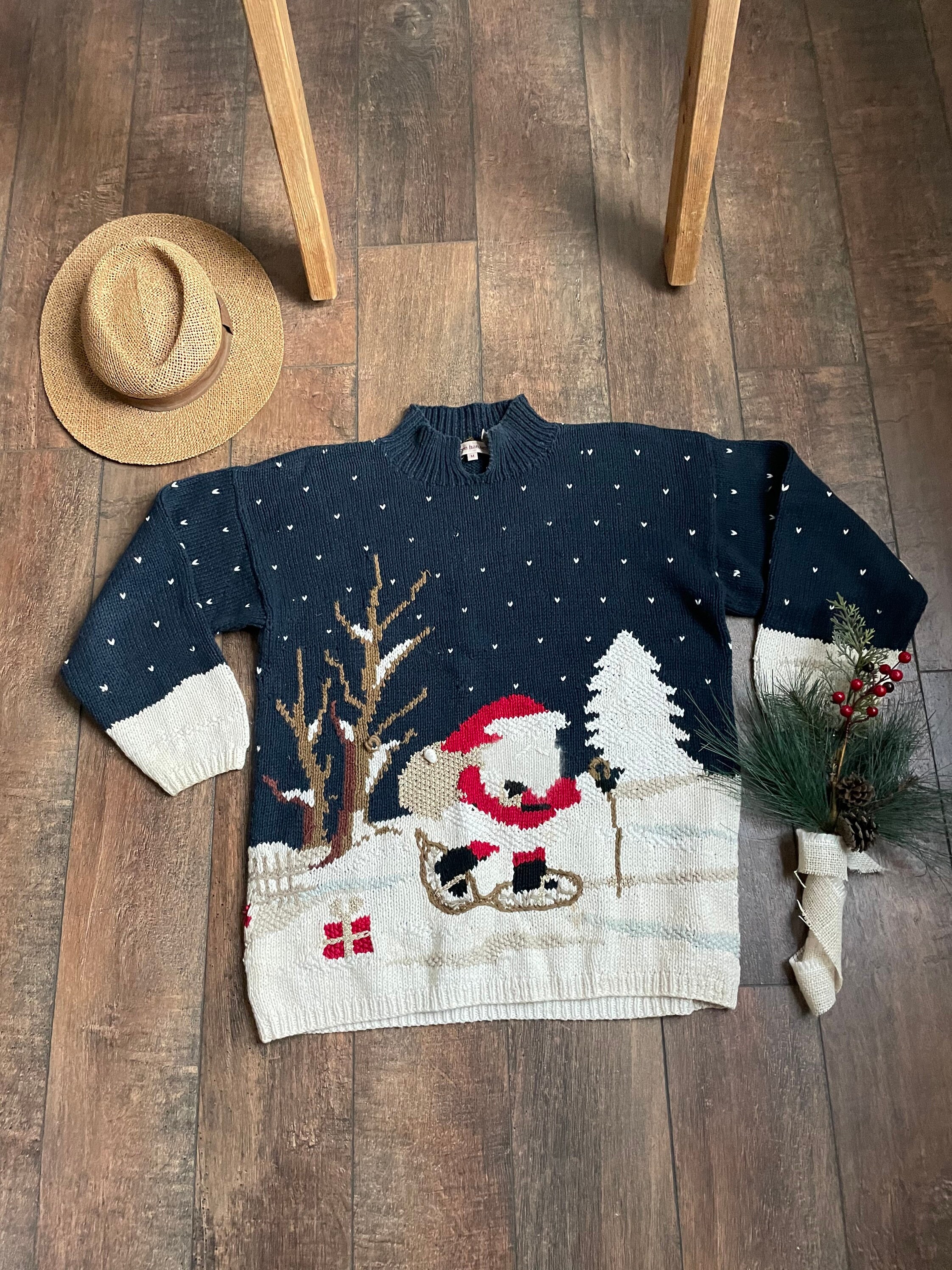 90年代ヴィンテージ 刺繍サンタ クリスマスセーター - Mサイズ - Etsy 日本