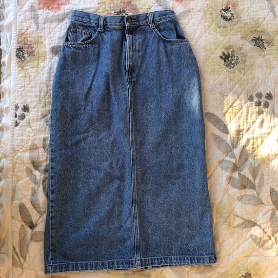 Vintage 90s High Waist Straight Jean Skirt, Vinta… - image 1