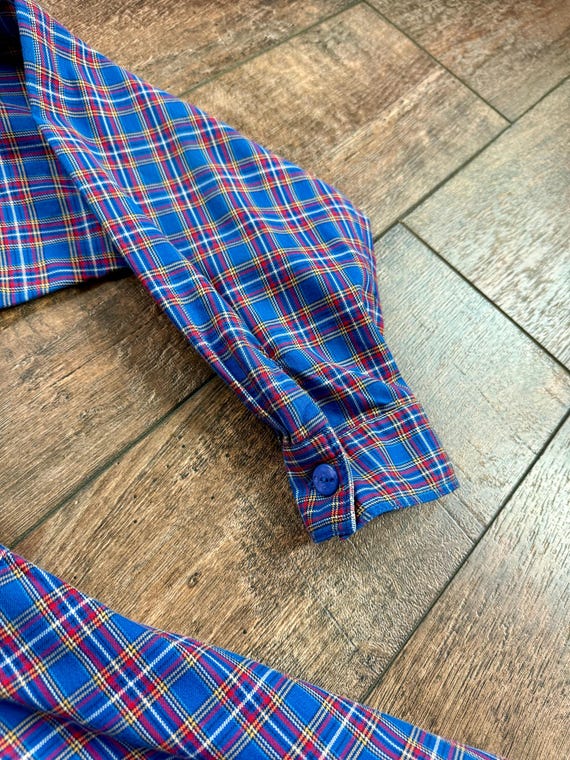 50s Plaid Full Skirt collared dress, 50s full len… - image 7