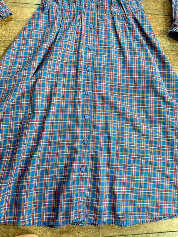 50s Plaid Full Skirt collared dress, 50s full len… - image 10