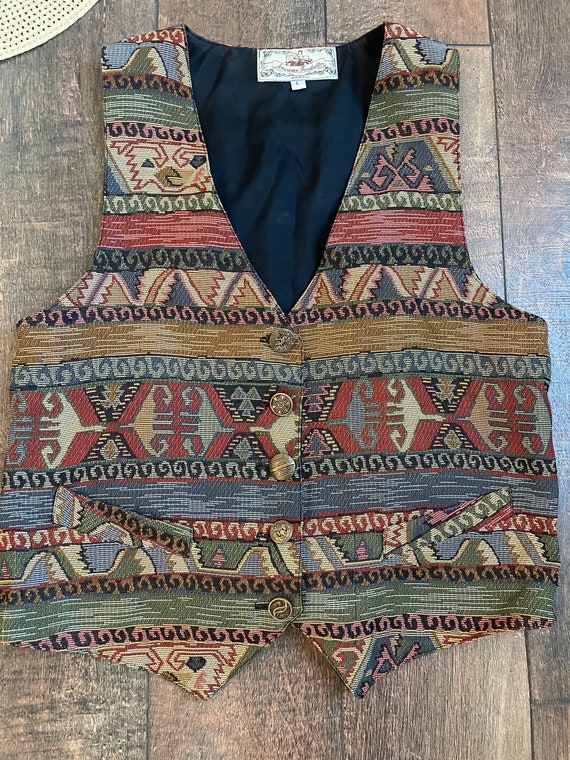 Vintage 90s Southwest Inspired Vest, 90s Tribal V… - image 2