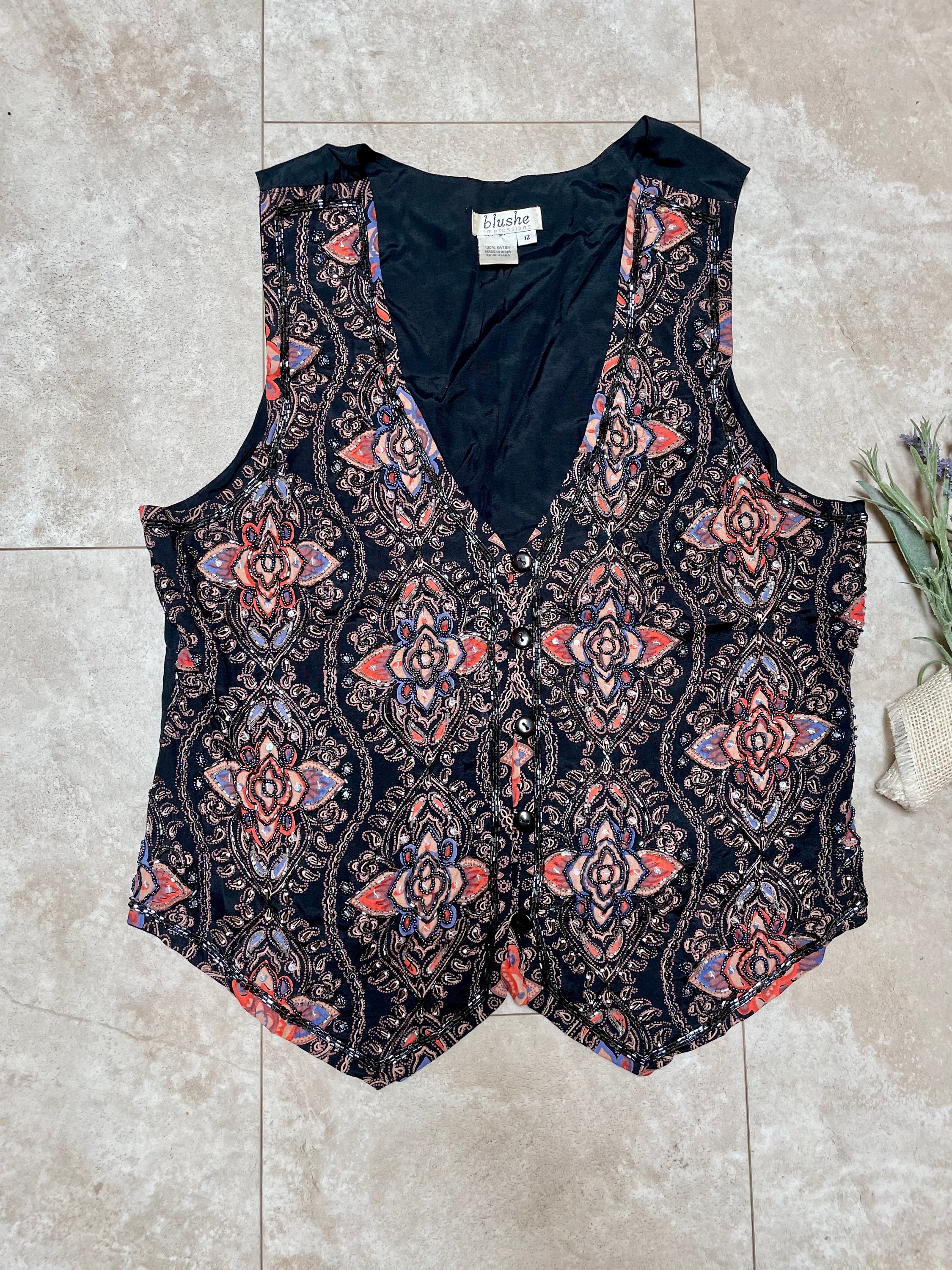 80s 90s vintage 古着 patterned vest silver Vintage 80s 90s colorful pattern vest | M - L – Vinti Vintage