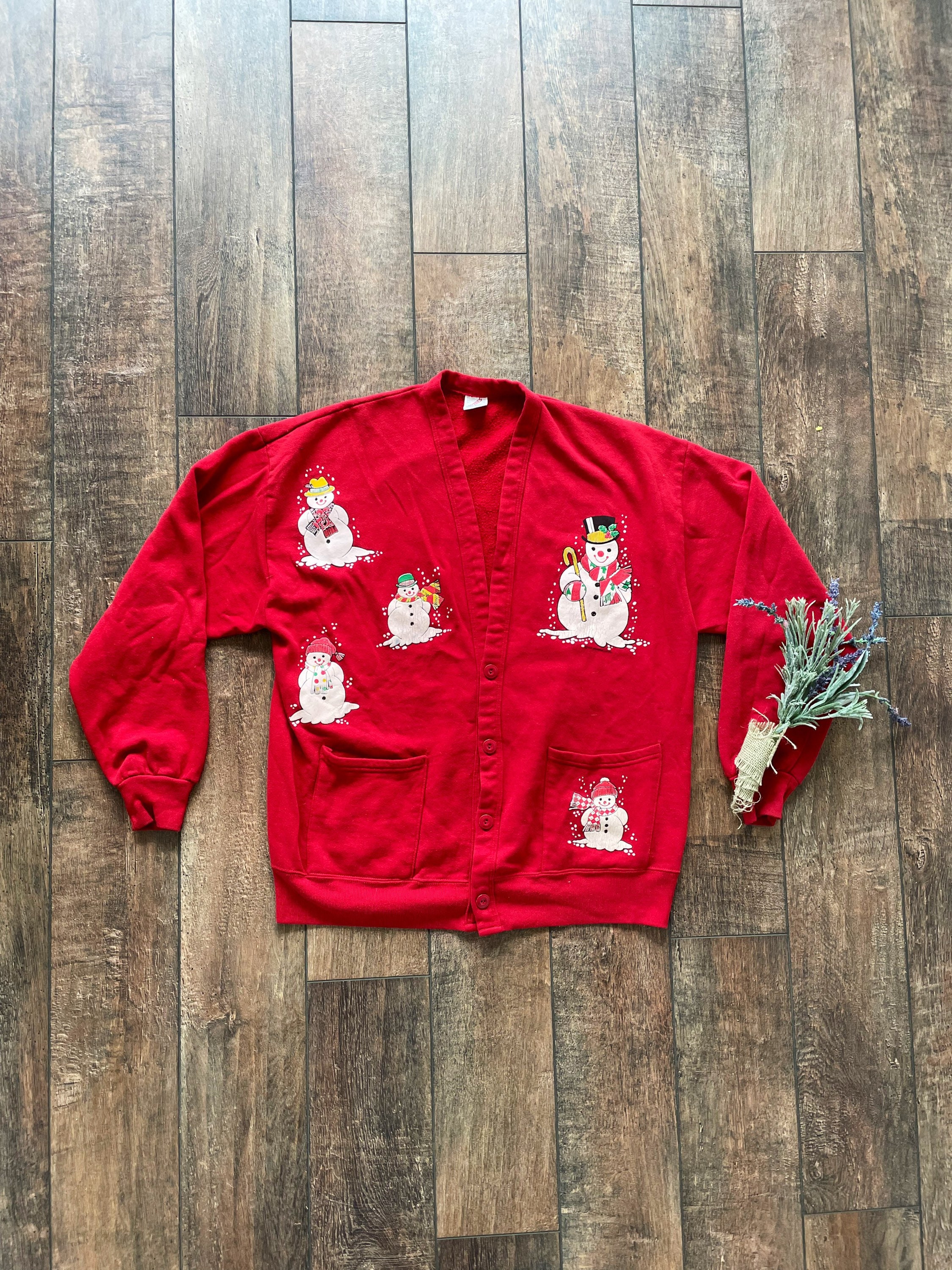 Vintage 90s Christmas Cardigan Vintage Snowman Cardigan - Etsy Denmark