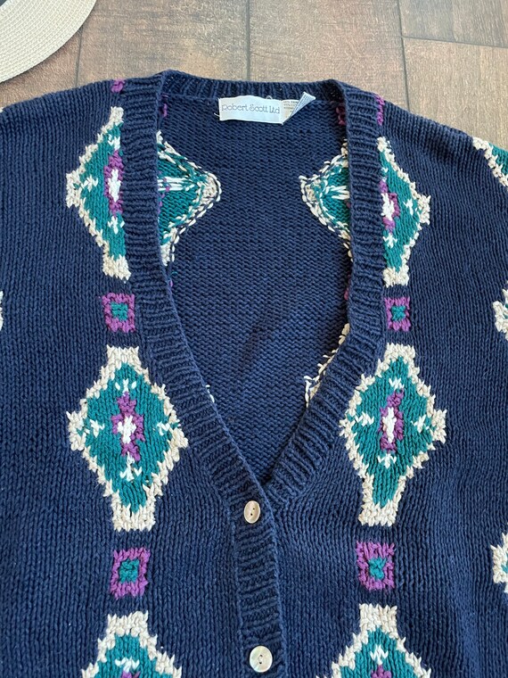 Vintage Quilt Diamond Cardigan, European Folk Car… - image 5