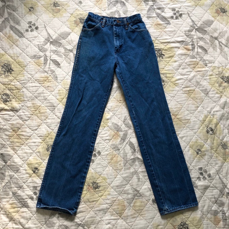 90s High Waist Blue Wrangler Jeans, Vintage 90s Straight Wrangler Jeans,vintage High Rise Blue Jeans,Vintage High Ride Wrangler Jeans Size 8 image 1