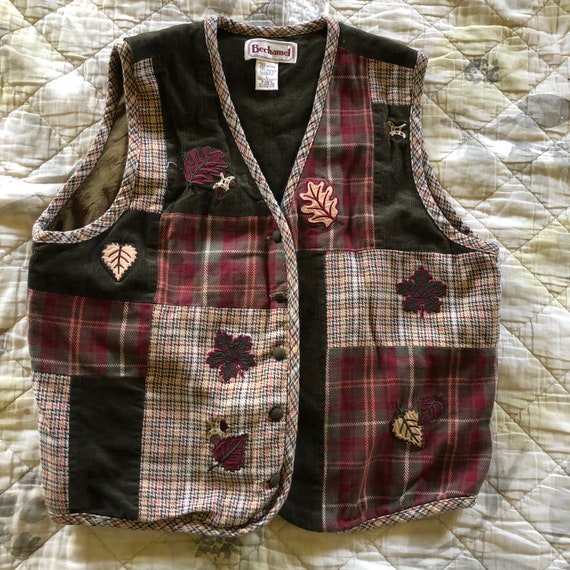 Vintage 90s Autumn Vest, Vintage Catalog Vest, Vin