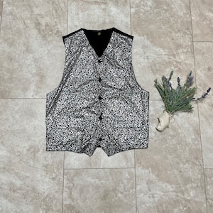 Vintage 90s Silk Vest, Silk Vest, Geometric Vest, Shiny Silk Vest, Classic 90s Vest, Vintage 90s Vest, Vintage Vests 90s,90s Silky Vest
