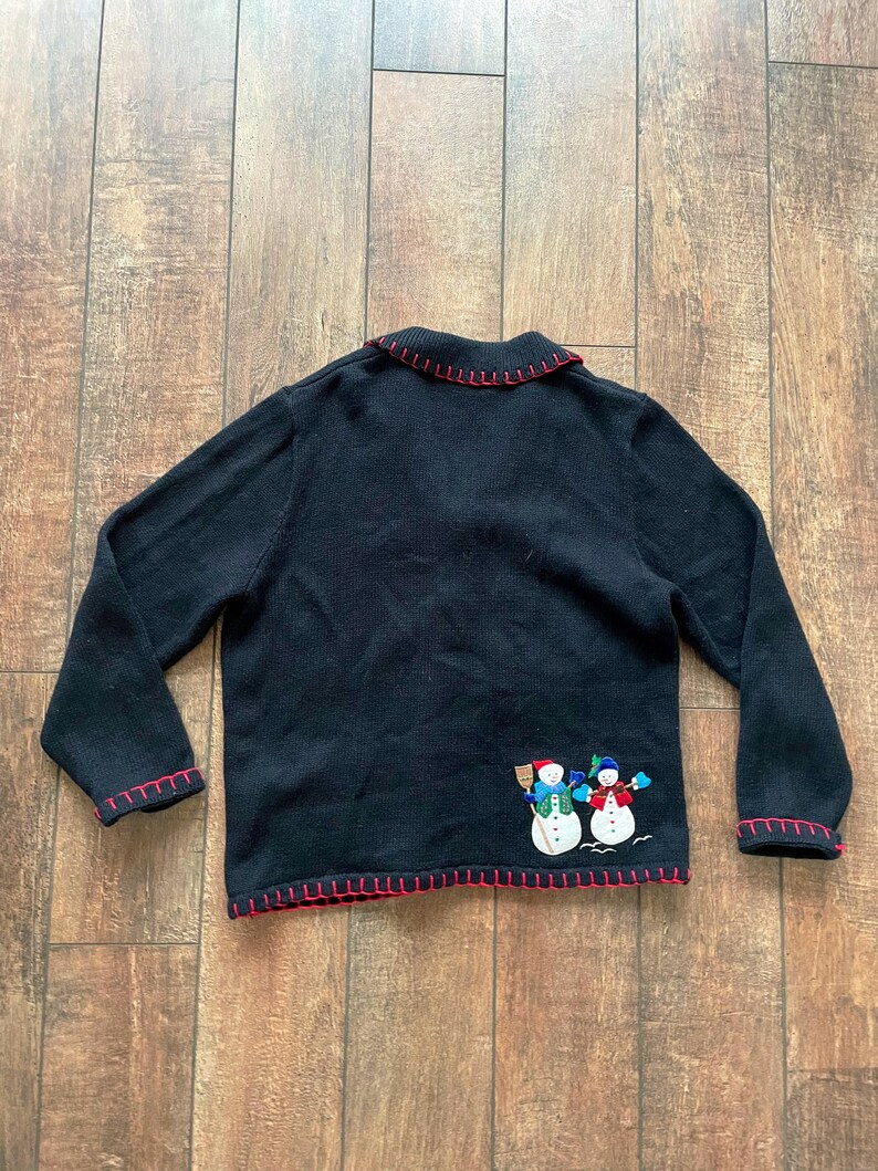 Vintage 90s Patchwork Christmas Cardigan, Christmas Snowflake Cardigan, Christmas Skates Cardigan Sweater, 90s Christmas Cardigan image 3