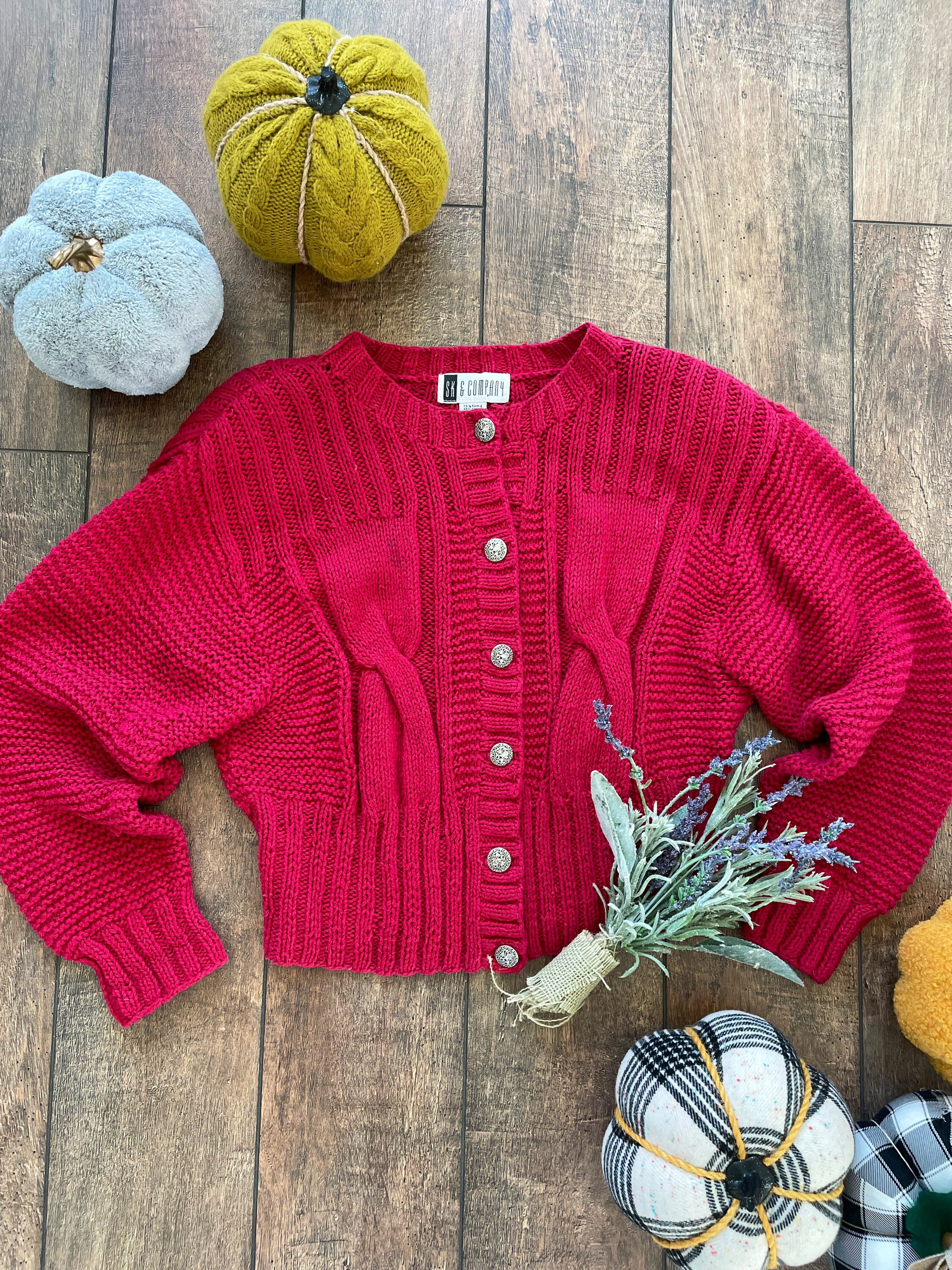 vintage red cardigan