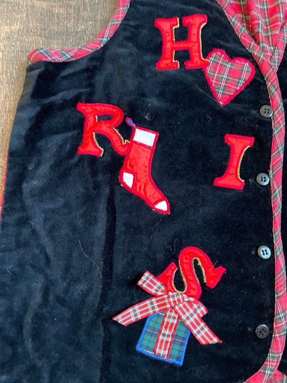 Vintage Velvet Christmas Vest,90s Teacher Christm… - image 4