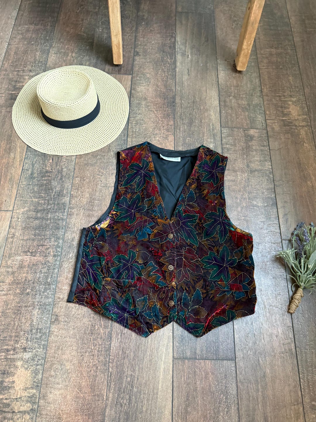 Vintage 90s Velvet Autumn Vest, Vintage Velvet Vest,vintage