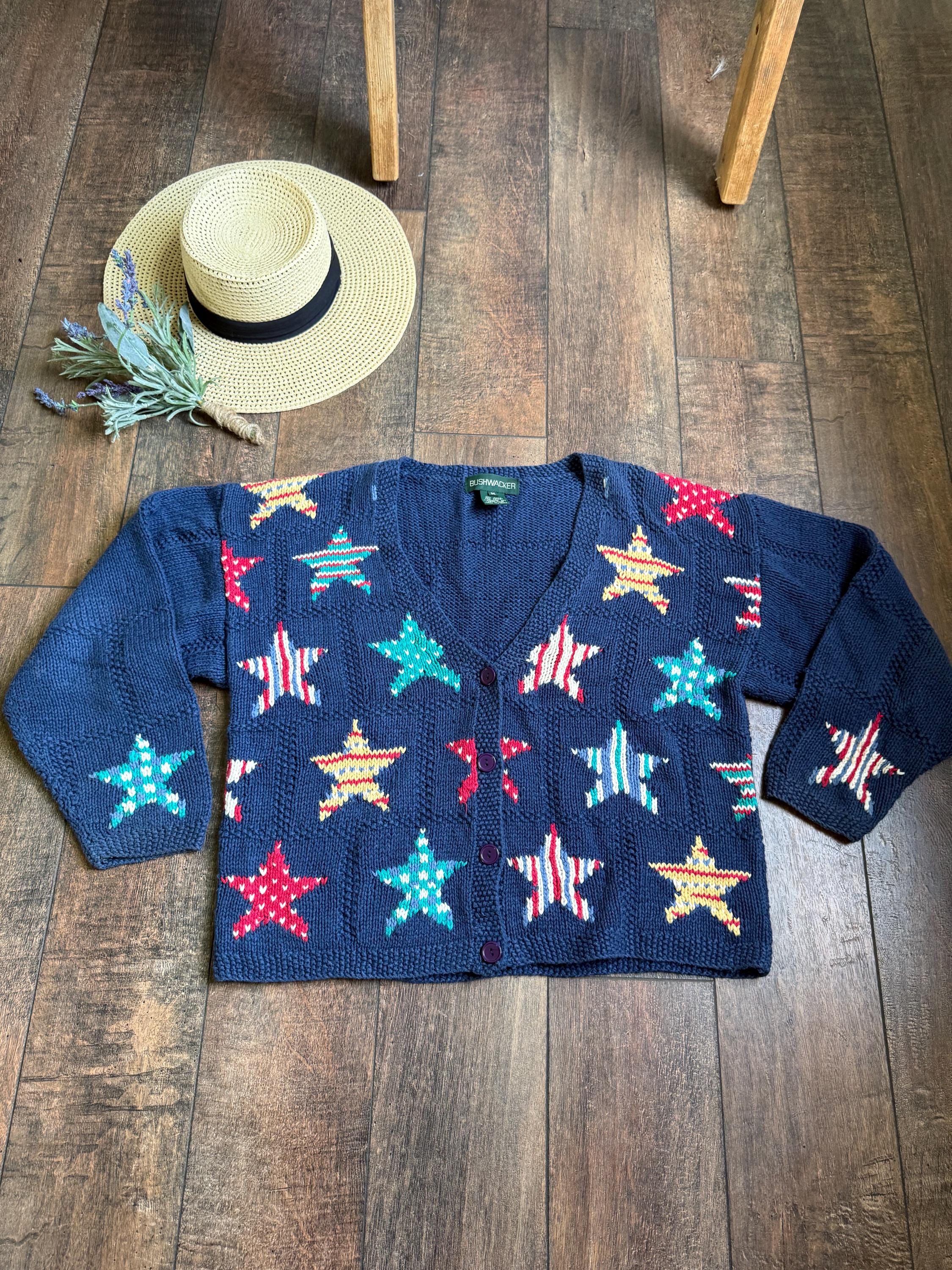 Vintage Cardigan - Star Cardigan - Size Medium - America Sweater