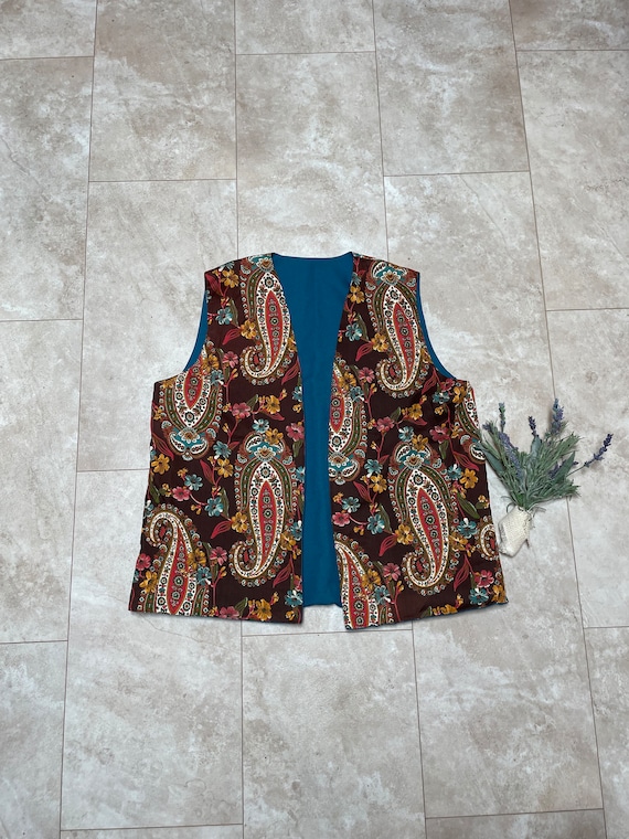 Vintage 90s Paisley Vest, Vintage  Paisley Vest, V