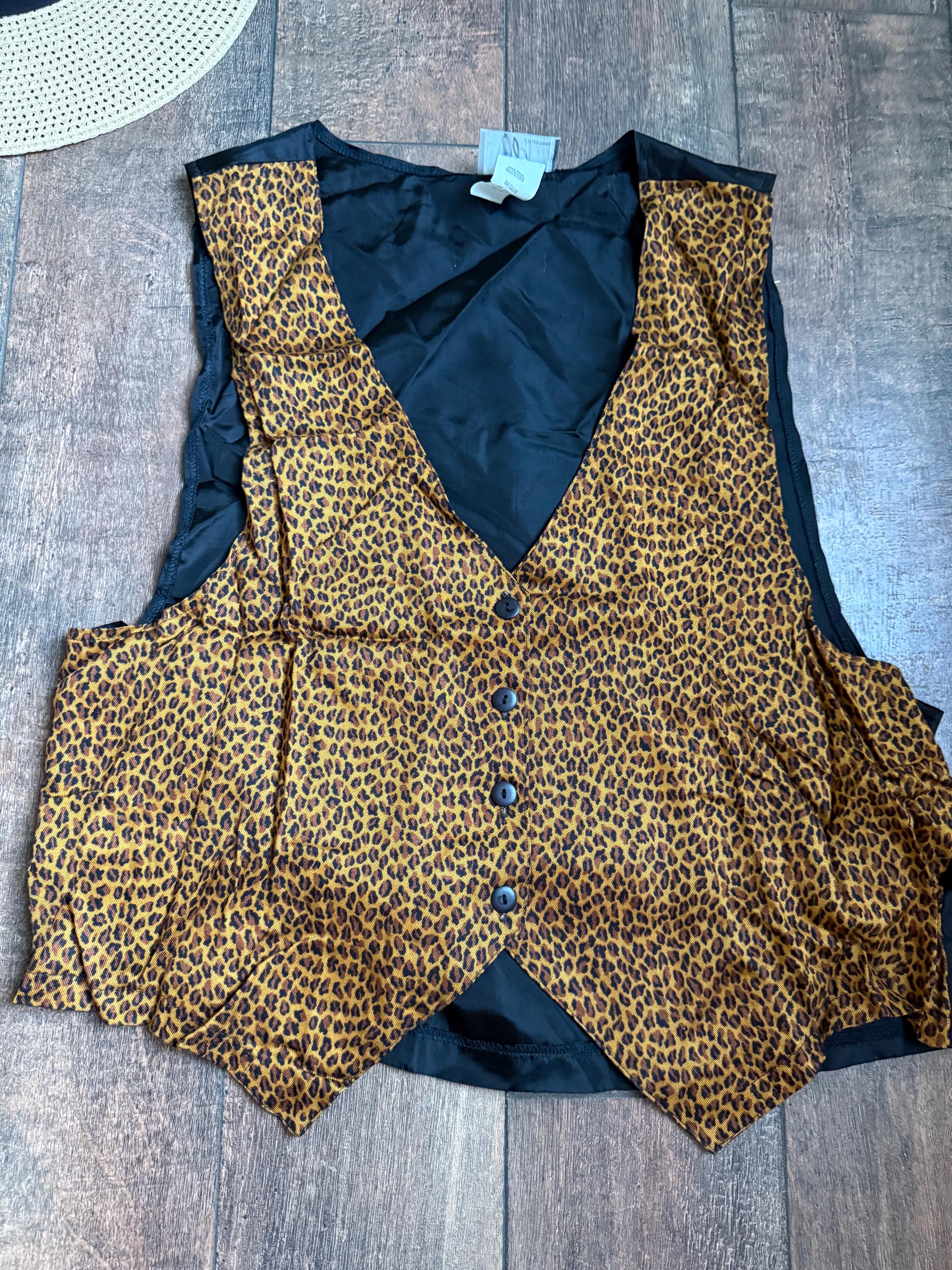 Vintage Leopard Print Vest, 90s Leopard Print Vest, Animal Print