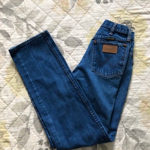 90s High Waist Blue Wrangler Jeans, Vintage 90s Straight Wrangler Jeans,vintage High Rise Blue Jeans,Vintage High Ride Wrangler Jeans Size 8 image 4