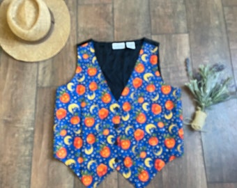 Vintage 90s Halloween Vest, David S Pumpkins Vest, Vintage 90s Halloween Pumpkin Vest, 90s Halloween Costume,Classic 90s Vest, Pumpkin Vest