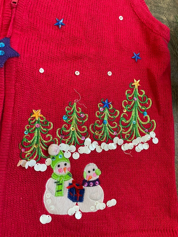 Christmas Snowman Sweater Vest, Vintage 90s Cute … - image 6