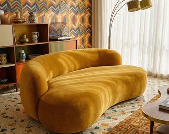 Luxury Curved Sofa – Modern Sculptural Couch, Organic Serpentine Sofa, Minimalist Living Room Furniture, Designer Statement Seating