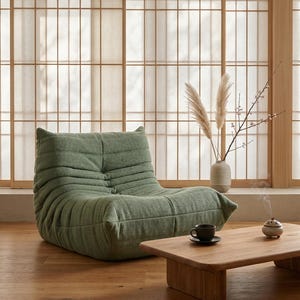 Togo Inspired Modular Lounge Sofa – Linen Blend Floor Seating, Low Profile Couch