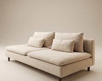 Modular Sectional Sofa, Japandi L Shape Couch,Low Profile Lounge Sofa, Handmade Modern Sectional, Minimalist Living Room Furniture