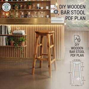 DIY Bar Stool Plan | Rustic Wooden Counter Chair Woodworking PDF (Digital Download)