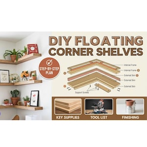DIY Floating Corner Shelves Plan, Woodworking Pattern, Beginner Friendly (PDF Download)