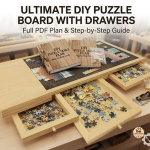 DIY Wooden Puzzle Board Plan with Drawers, Sorting Bins (PDF Download)