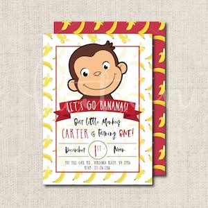 おさるのジョージ モンキーボーイ 誕生日招待状 印刷可能な PDF