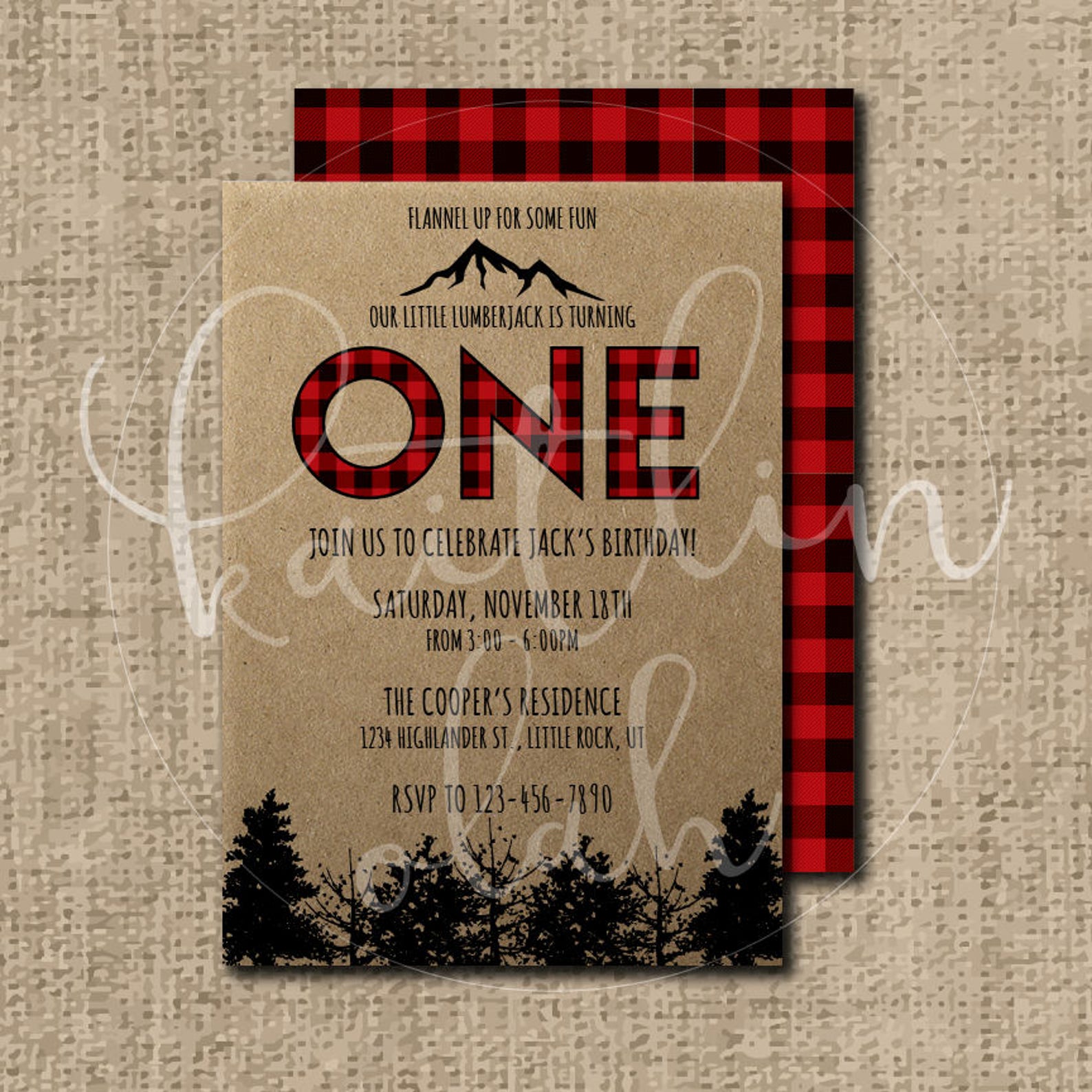 Custom Lumberjack Birthday Invitation Printable PDF - Etsy