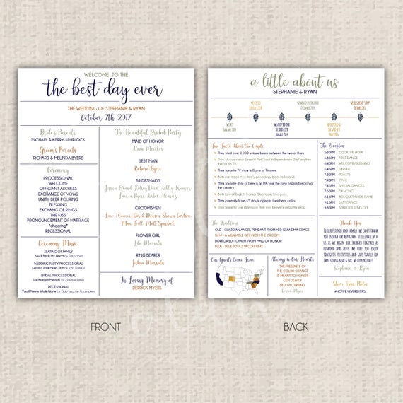 Custom Printable Pdf Wedding Programs Etsy