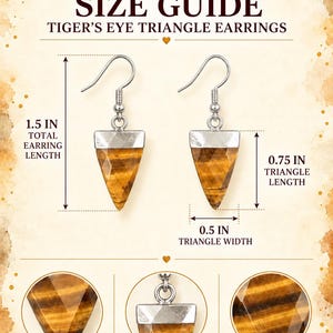 Tiger’s Eye Triangle Earrings | Genuine Natural Gemstone Earrings | Brown Crystal Earrings | Jewelry for Grounding and Confidence
