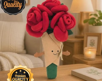 Jellycat Amuseables Rose Bouquet Plush Toy – Romantic Cuddly Flower Gift, Nursery Decor