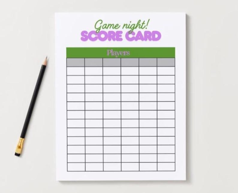 Score Table For Notepad 6-player Score Card Printable – Easy Card Game Scoring Sheet (digital ...