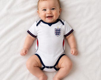 Custom Name England Team Baby Bodysuit, Personalized Soccer Baby Outfit, England Football Fan Gift, England Sports Jersey Newborn