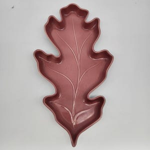 Vintage Red Wing Pottery Pink Oak Leaf Dish 1388 | Mid Century Mauve Ceramic Serving Platter Tray | 1950s Art Pottery Thanksgiving Fall Deco
