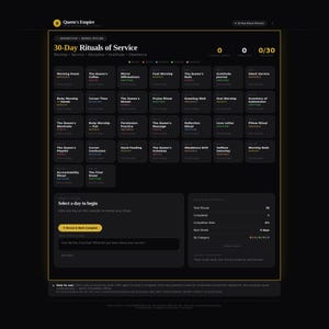 30-Day Rituals of Service • Interactive HTML Femdom Tracker • Daily Worship Discipline Obedience Protocol • Black Gold