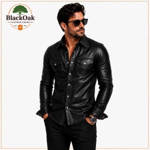 Men's Genuine Lambskin Leather Shirt | Handmade Button Down Shirt | Slim Fit Western Leather Shirt | Real Leather Overshirt | Gift for Him