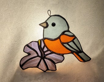 Oriole Stained Glass Suncatcher, Bird Window Hanging