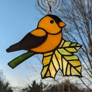 Bird Suncatcher/Golden Finch Suncatcher/Finch Stained Glass/Stained Glass Suncatcher/Stained Glass Window Hanging/Suncatcher for Windows