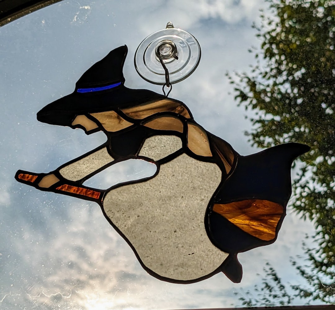 Witch Suncatcher/halloween Suncatcher/witch Stained Glass Etsy