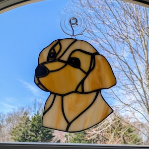 Stained Glass Suncatcher/Dog Lover Suncatcher/Golden Lab/Golden Retriever/Dog Lovers/Gifts for Dog Lovers/Mom Gift/Stained Glass Hanging