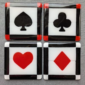 Coasters/Fused Glass Coasters/Glassware/Home Decor/Table Decor/Barware/Housewarming Gift/Drink Coasters/Poker Decor