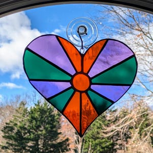 Heart Stained Glass Suncatchers/Stained Glass Window Hangings/Suncatcher for Windows/Anniversary Gift/Gifts for Her