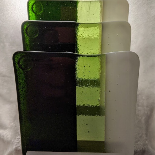 Coasters/Fused Glass Coasters/Glassware/Home Decor/Table Decor/Barware/Housewarming Gift/Drink Coasters/Green Coasters