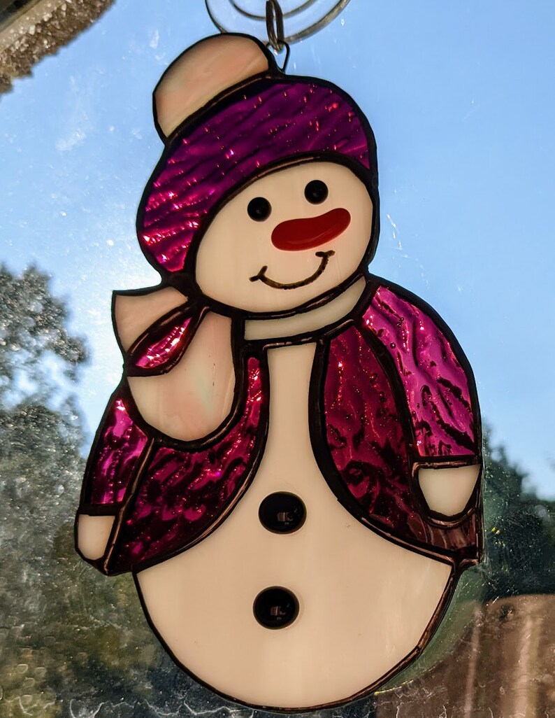 Snowman Stained Glass Suncatchers/snowman Suncatchers for Etsy