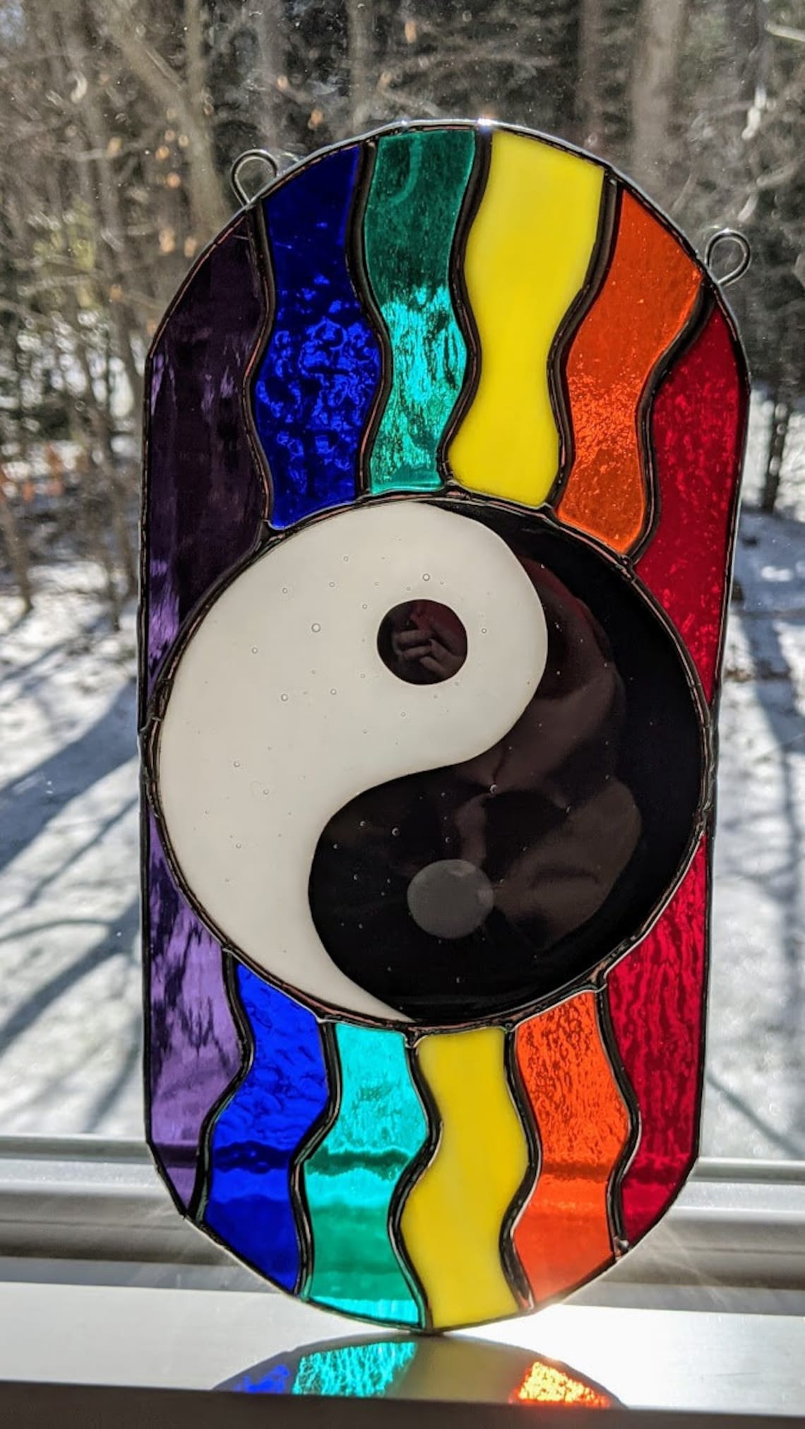 Yin Yang Stained Glass Panel/yin Yang Suncatcher//stained Etsy
