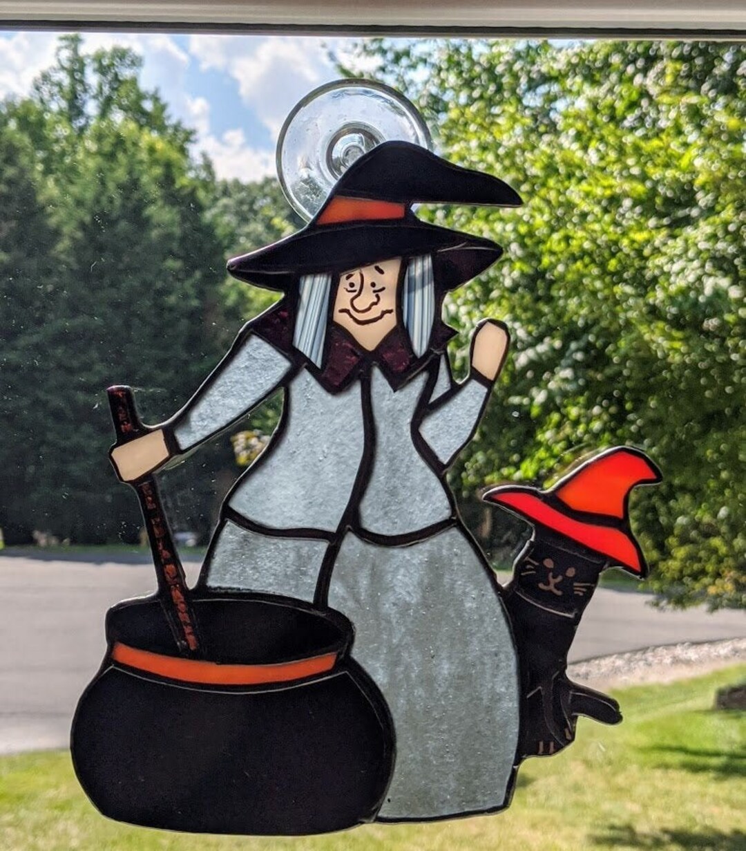 Witch Suncatcher/halloween Suncatcher/witch Stained Glass Etsy