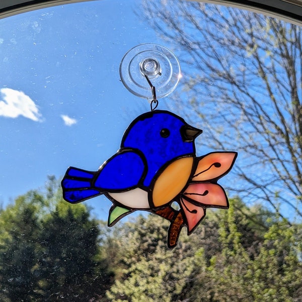 Bird Suncatcher/Bluebird Suncatcher/Bluebird Stained Glass/Stained Glass Suncatcher/Stained Glass Window Hanging/Suncatcher for Windows